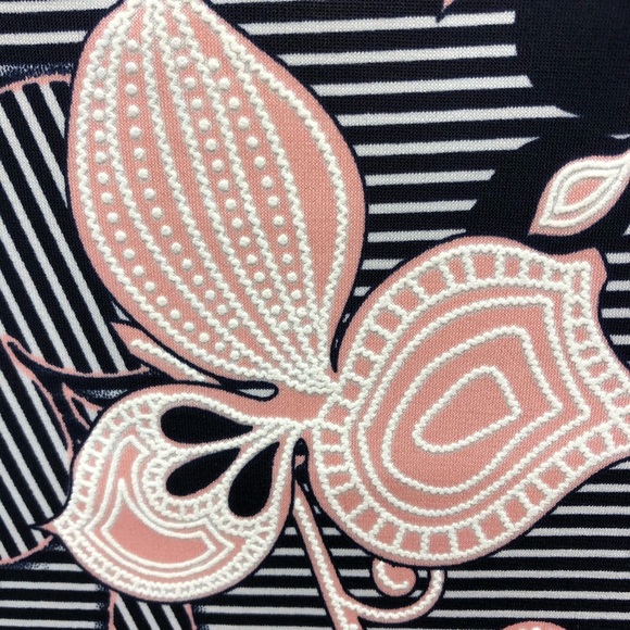 SJS navy white pink print button down top - Picture 5 of 7